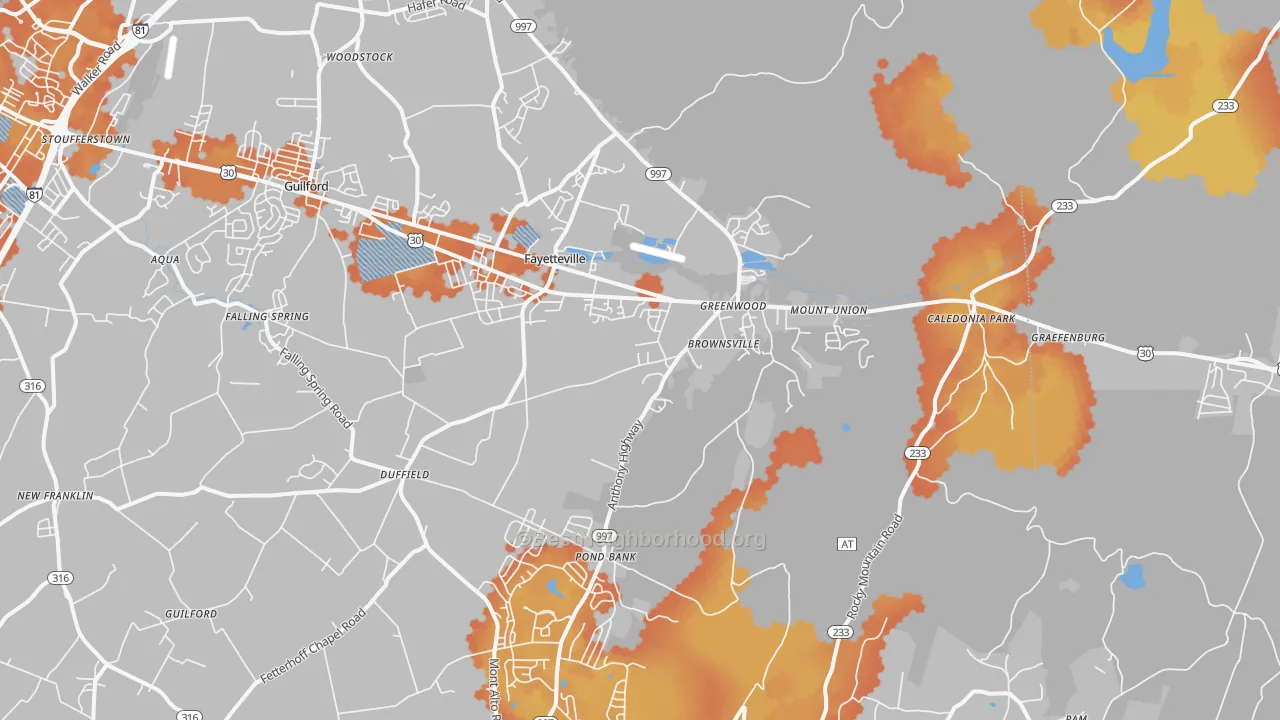 Bike Grade map of 17222, PA