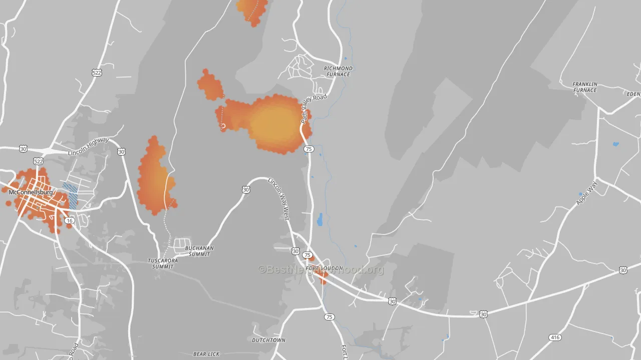 Bike Grade map of 17224, PA