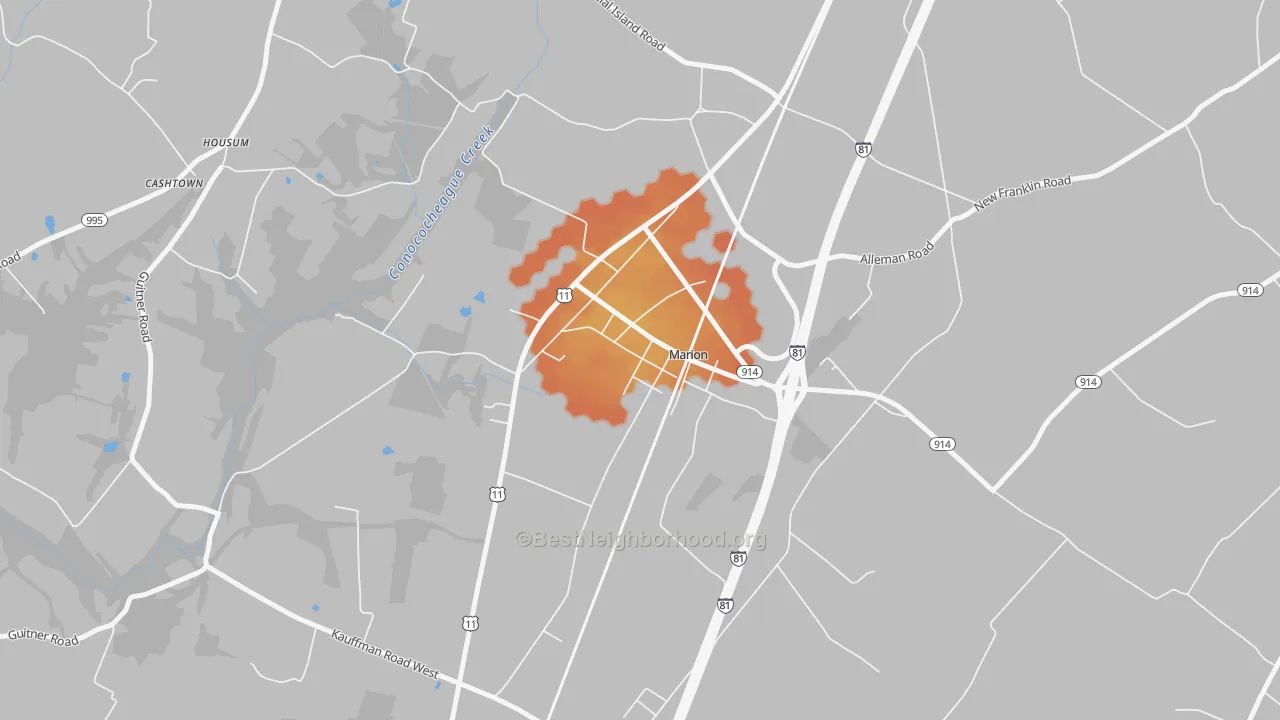 Bike Grade map of 17235, PA