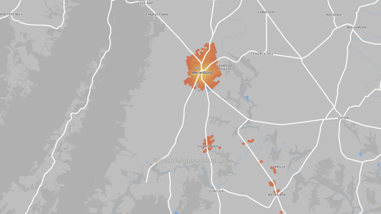 Bike Grade map of 17236, PA