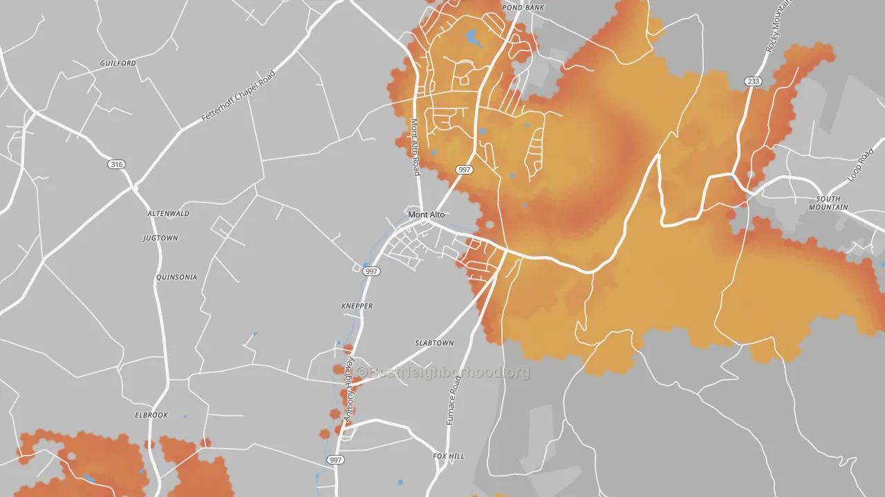 Bike Grade map of 17237, PA