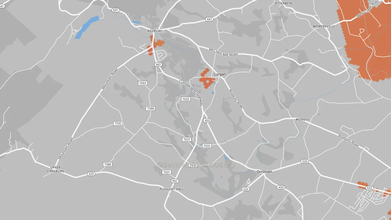 Bike Grade map of 17244, PA