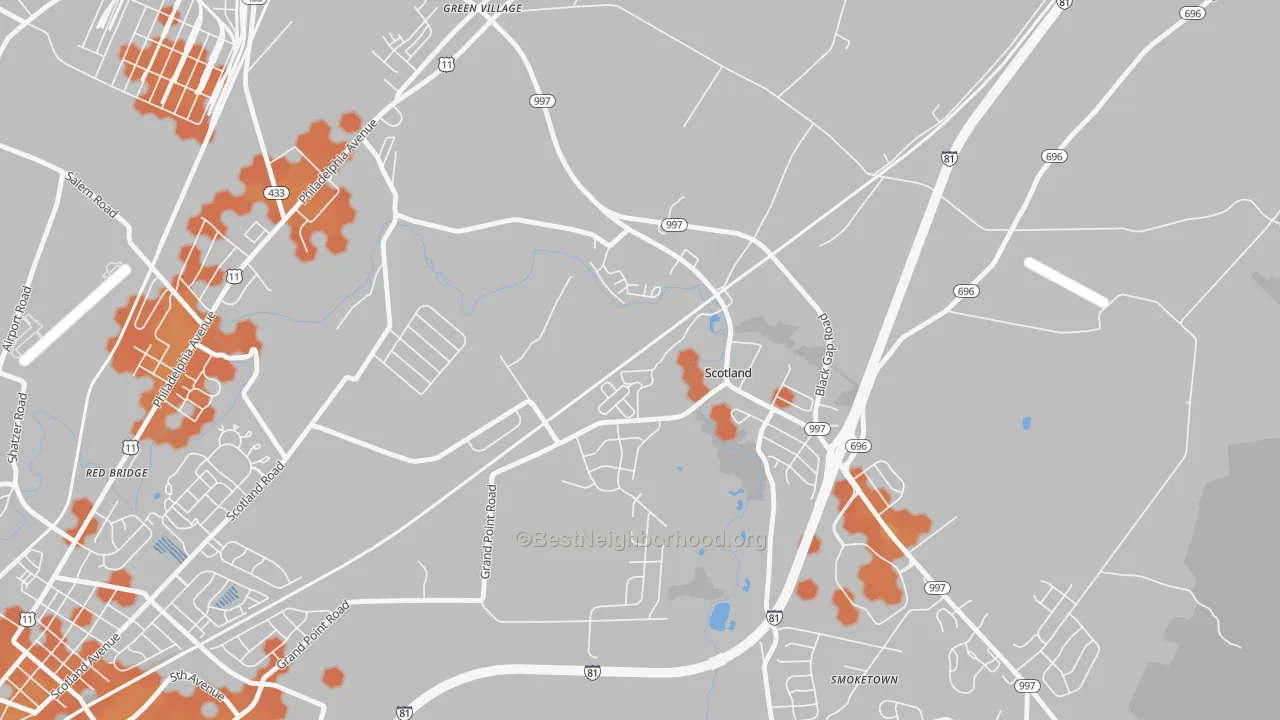 Bike Grade map of 17254, PA