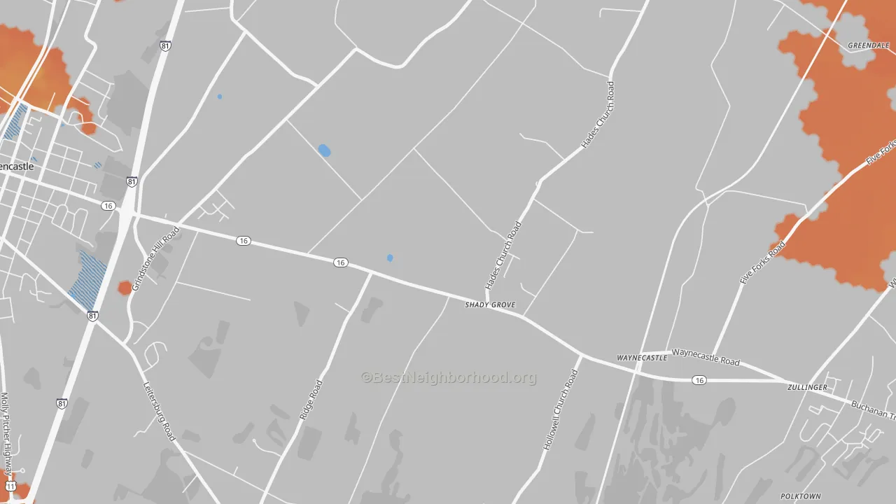 Bike Grade map of 17256, PA