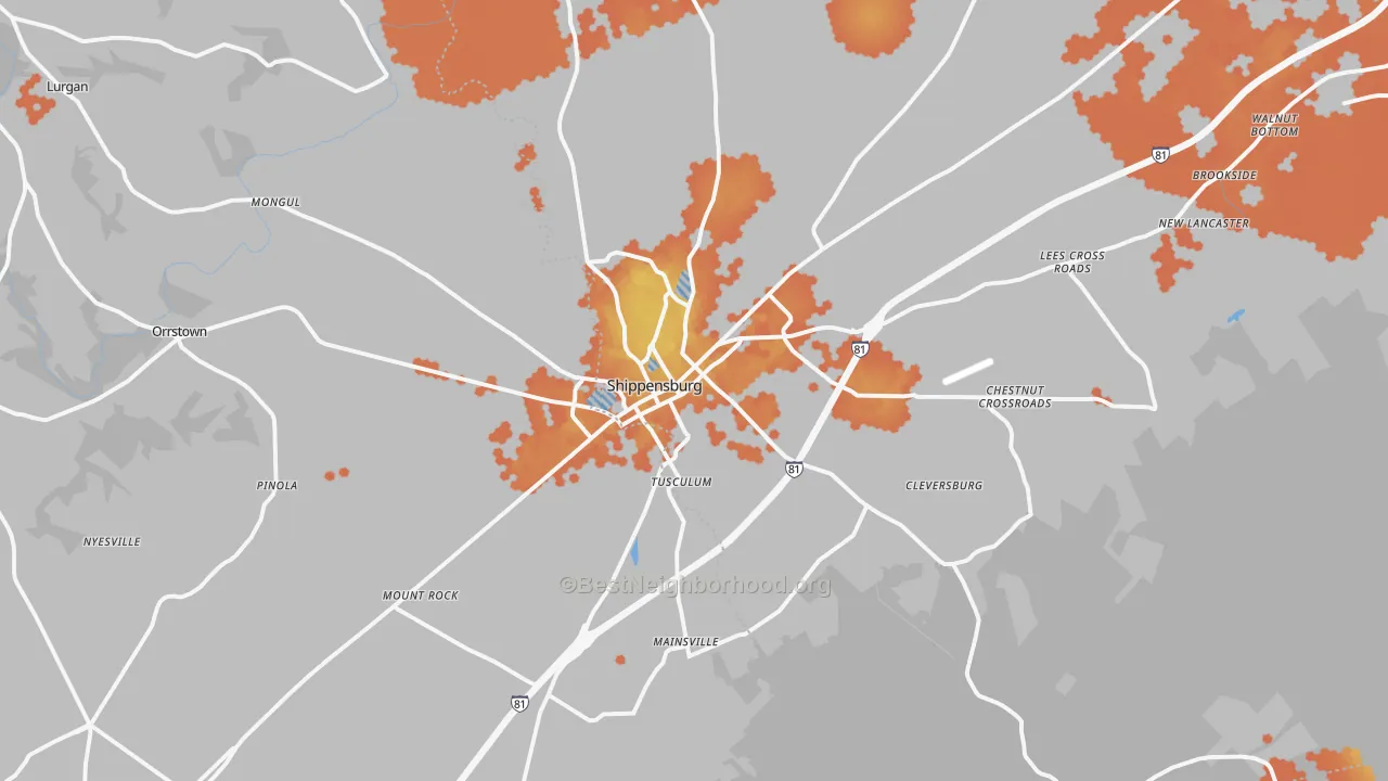 Bike Grade map of 17257, PA