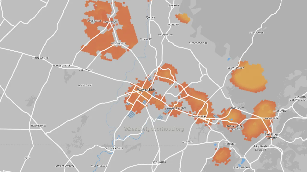 Bike Grade map of 17268, PA
