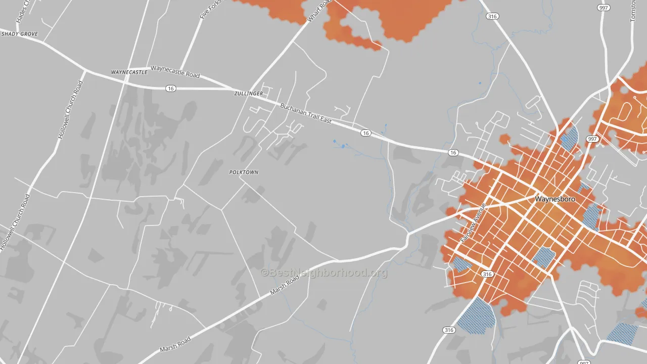 Bike Grade map of 17272, PA