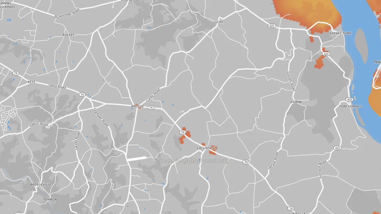 Bike Grade map of 17309, PA