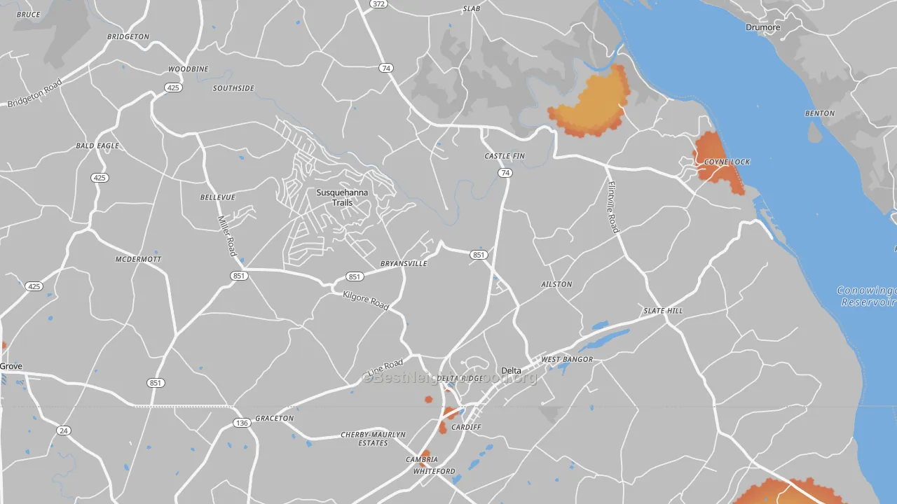 Bike Grade map of 17314, PA