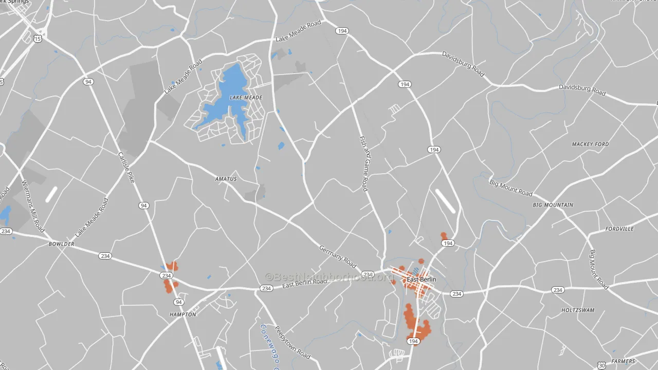 Bike Grade map of 17316, PA