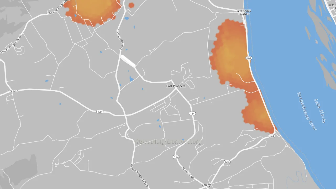 Bike Grade map of 17317, PA