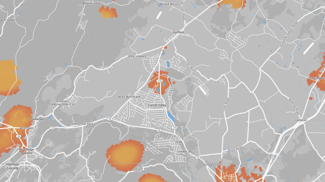 Bike Grade map of 17320, PA