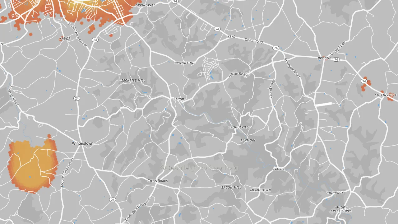 Bike Grade map of 17322, PA