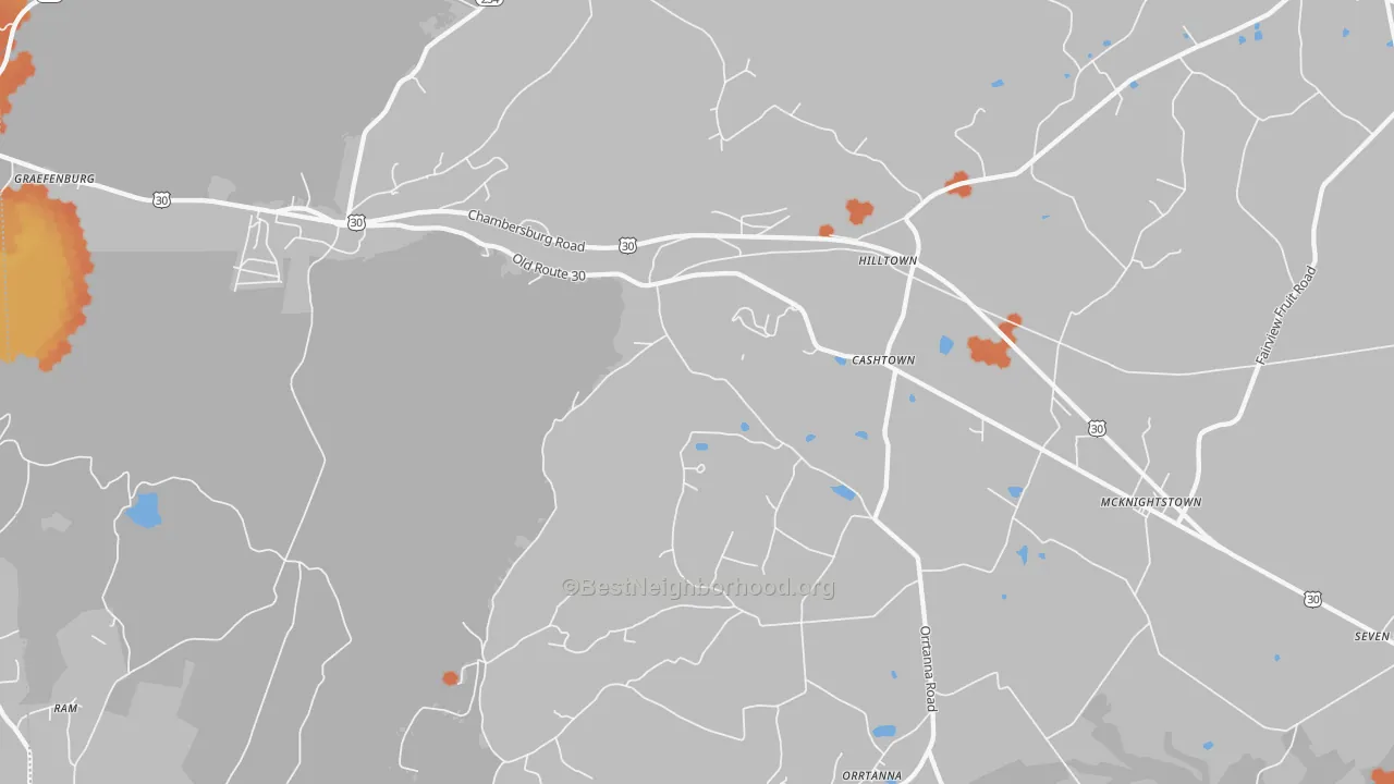 Bike Grade map of 17353, PA