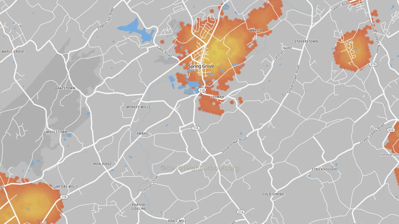 Bike Grade map of 17362, PA