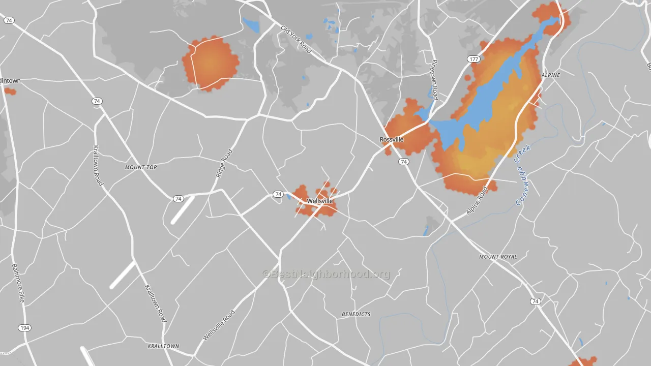 Bike Grade map of 17365, PA