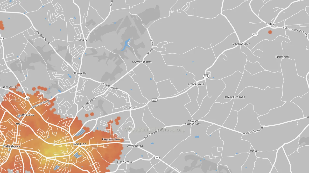 Bike Grade map of 17366, PA