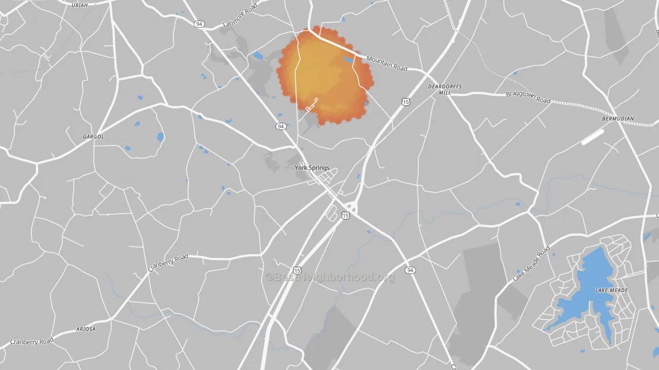 Bike Grade map of 17372, PA