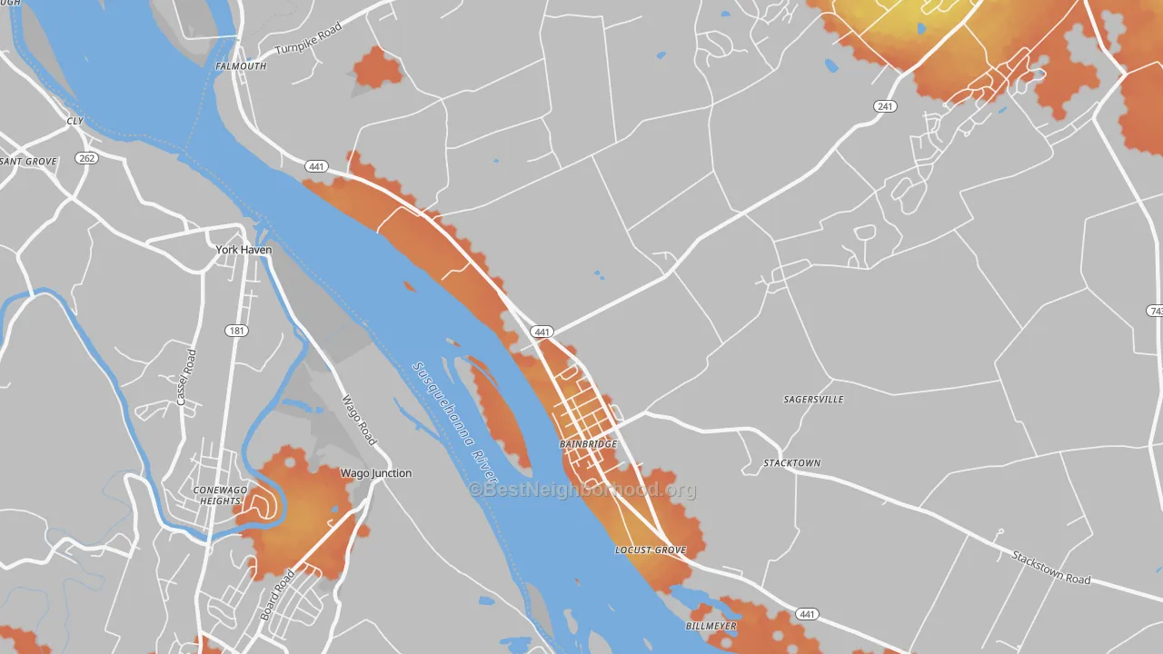 Bike Grade map of 17502, PA