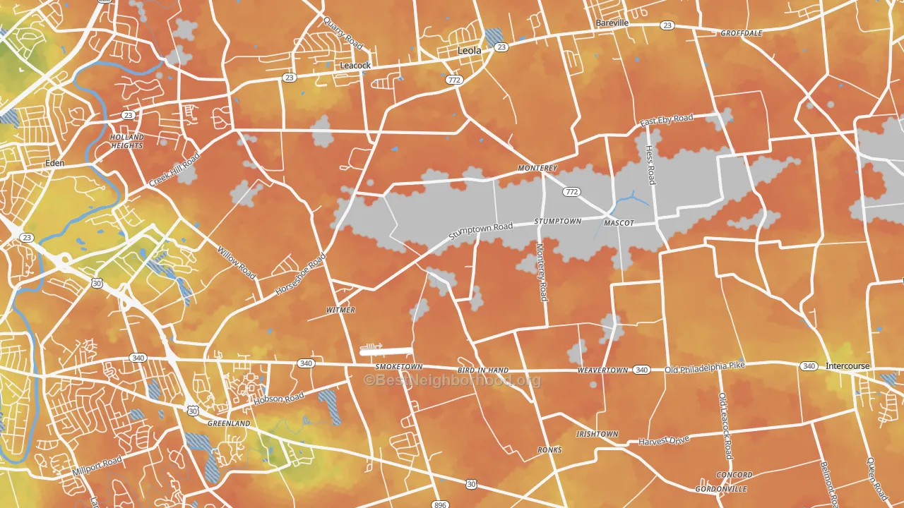 Bike Grade map of 17505, PA