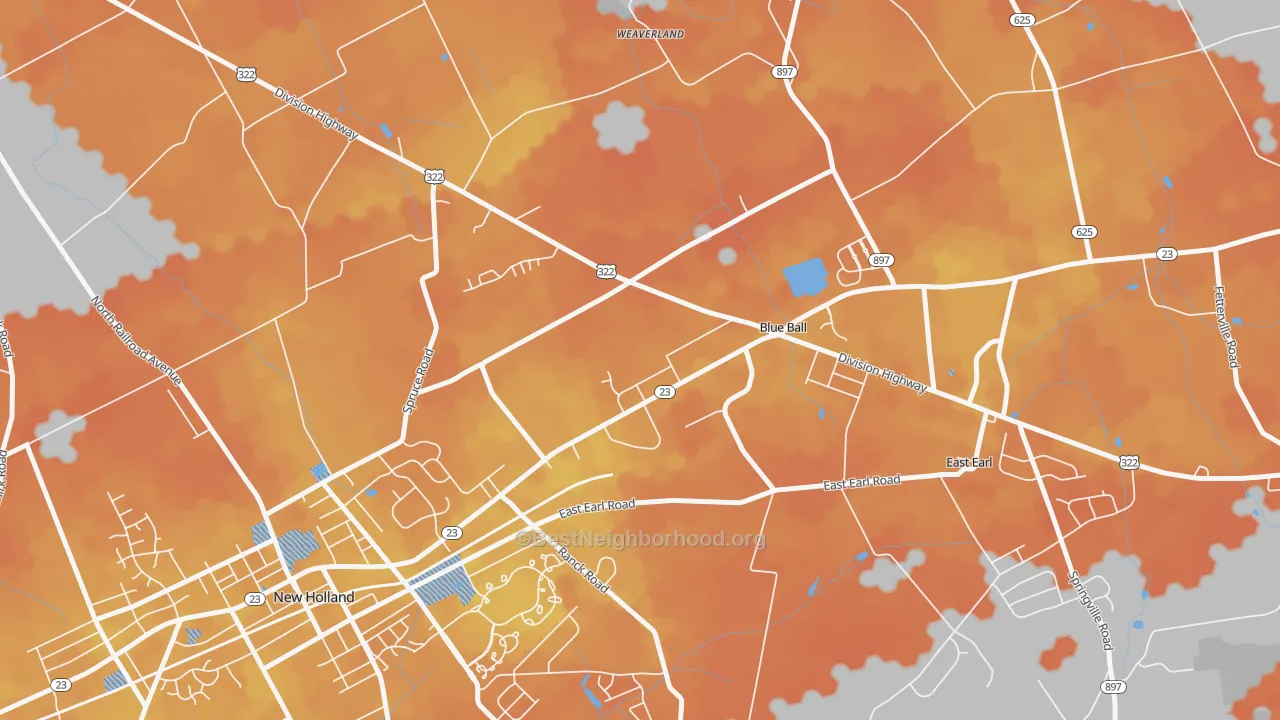 Bike Grade map of 17506, PA
