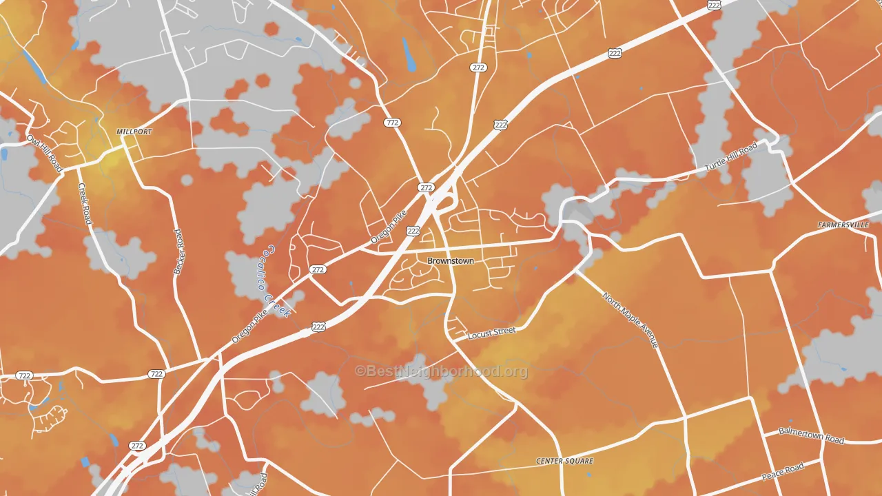 Bike Grade map of 17508, PA