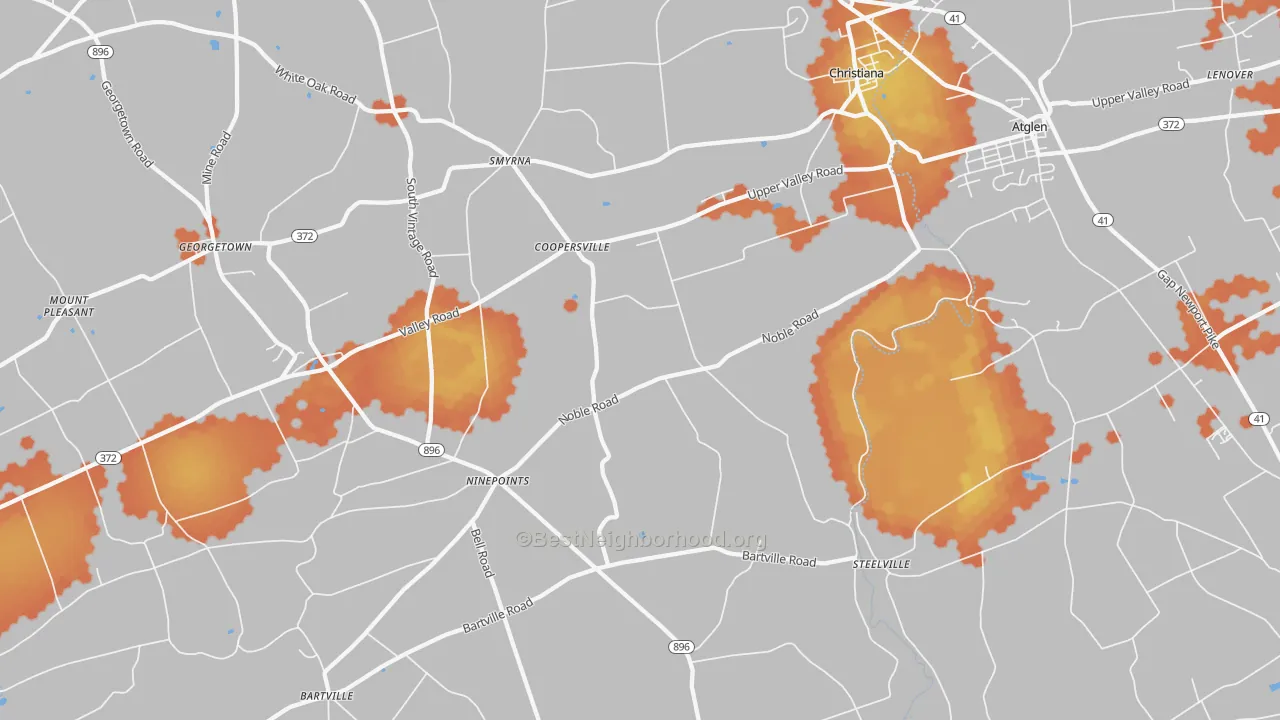 Bike Grade map of 17509, PA
