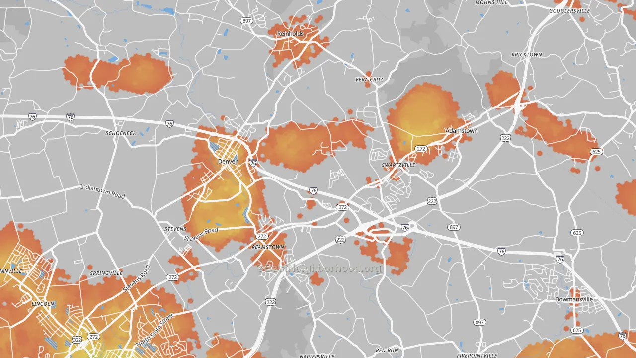Bike Grade map of 17517, PA