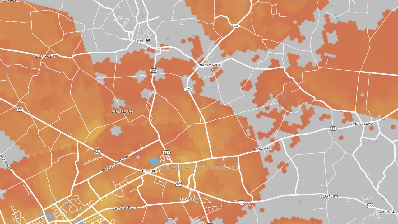 Bike Grade map of 17519, PA