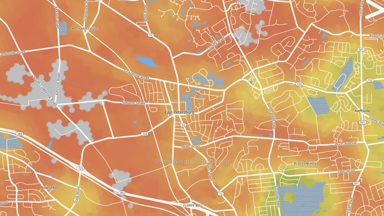 Bike Grade map of 17520, PA
