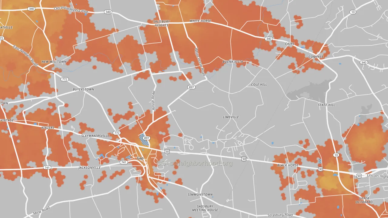Bike Grade map of 17527, PA