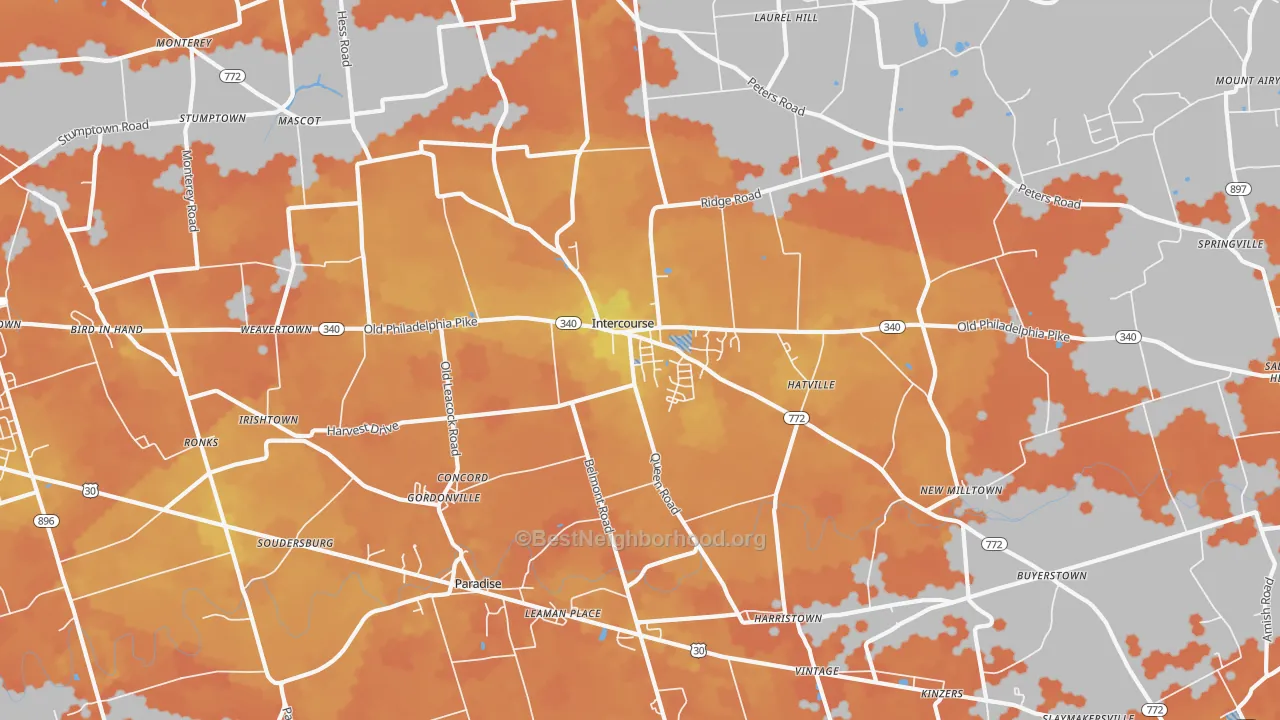 Bike Grade map of 17529, PA
