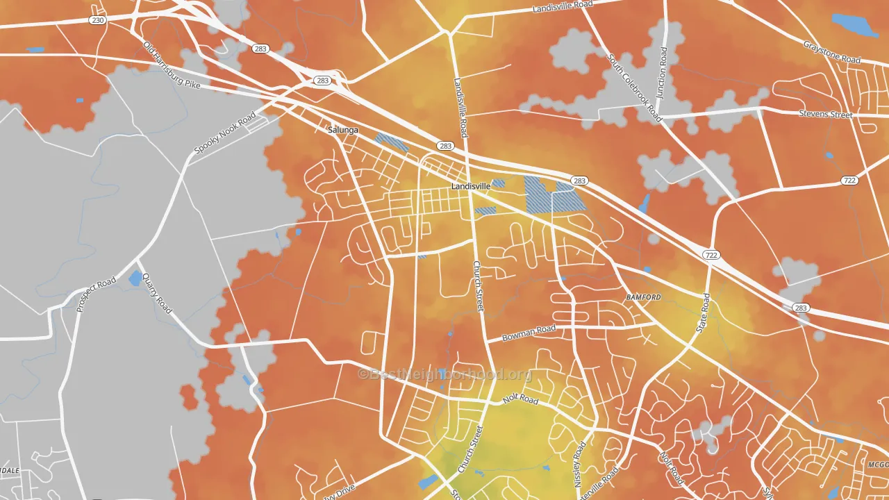 Bike Grade map of 17538, PA
