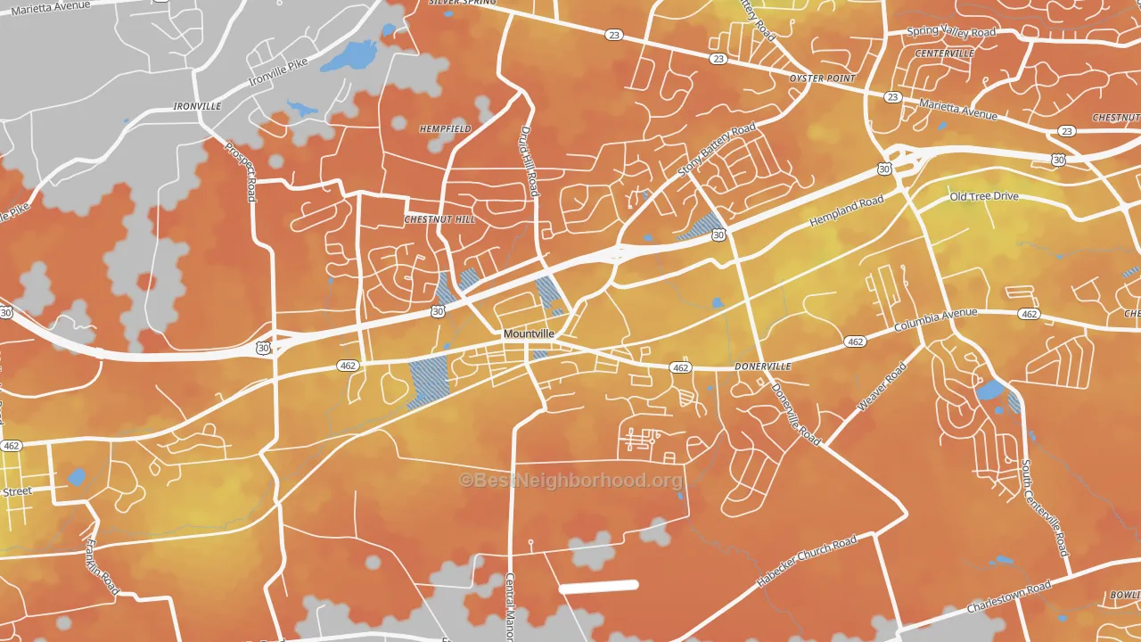 Bike Grade map of 17554, PA