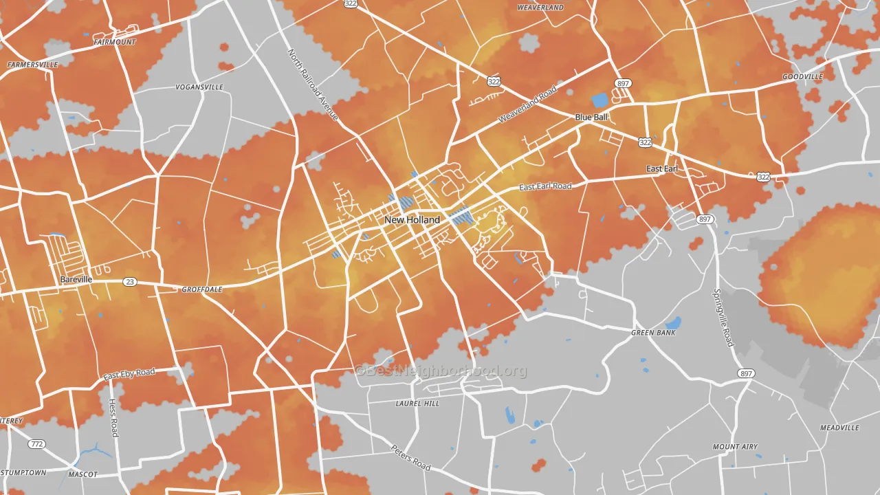Bike Grade map of 17557, PA