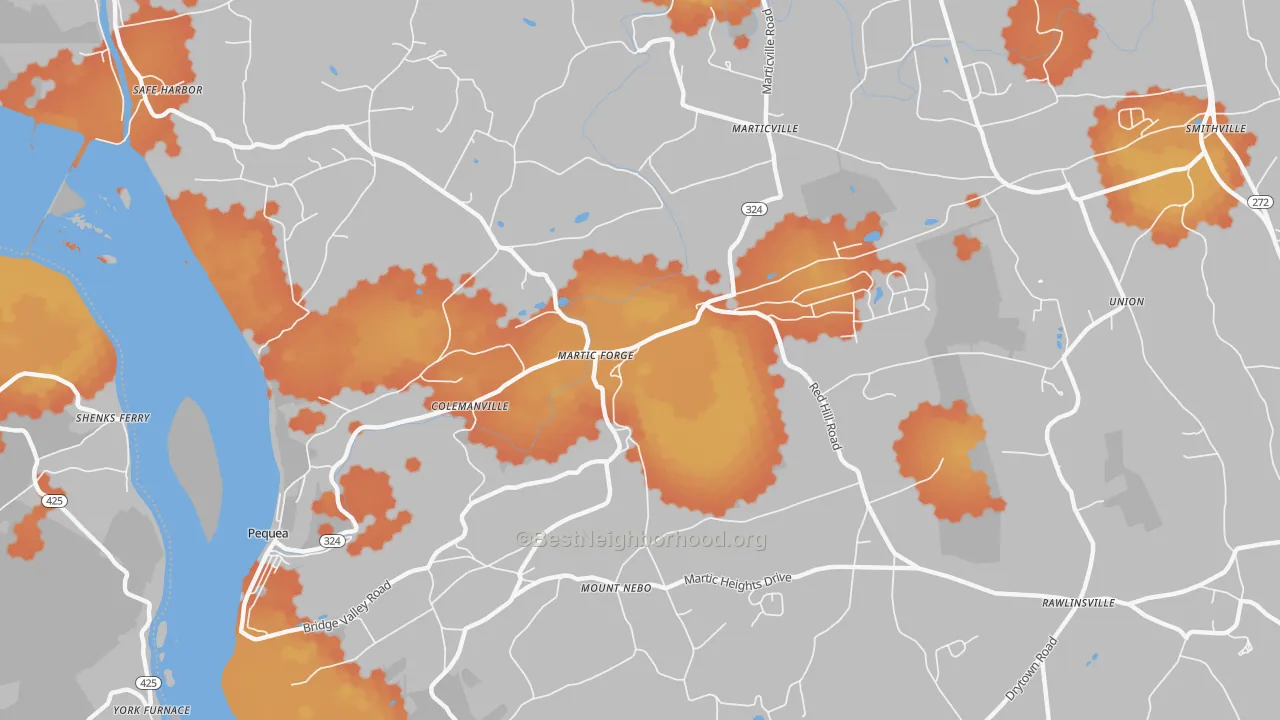 Bike Grade map of 17565, PA