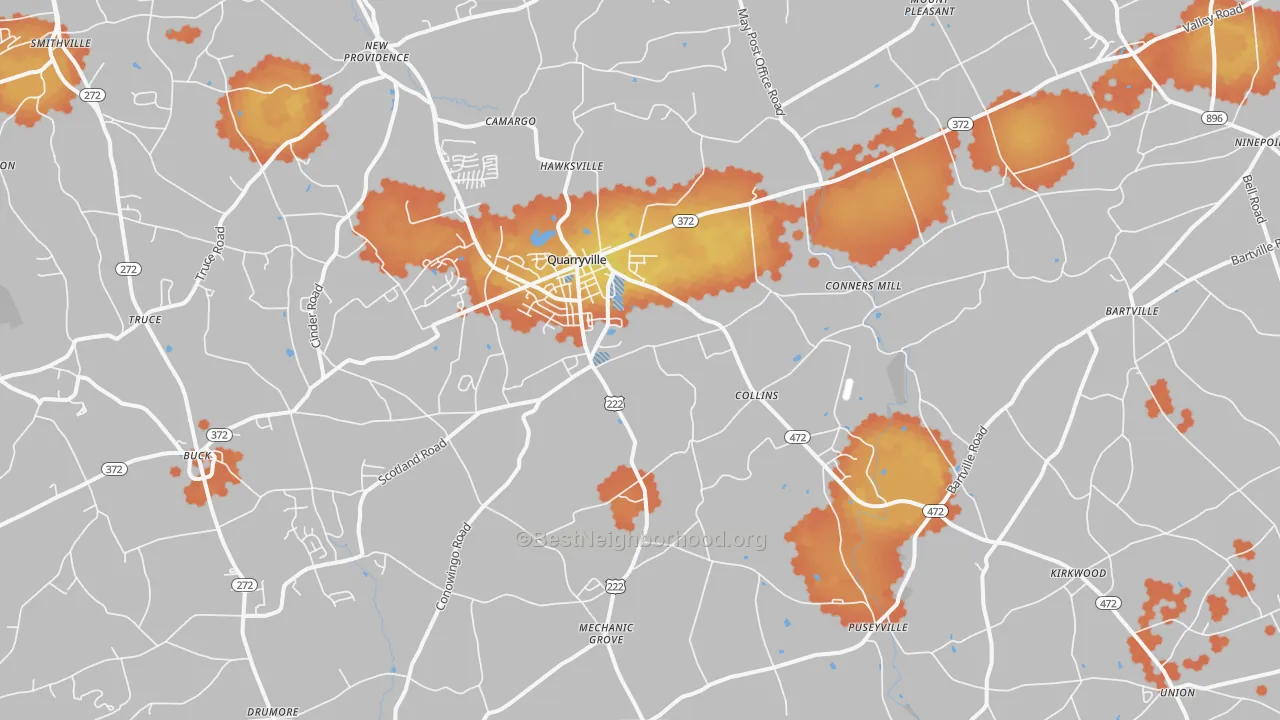 Bike Grade map of 17566, PA