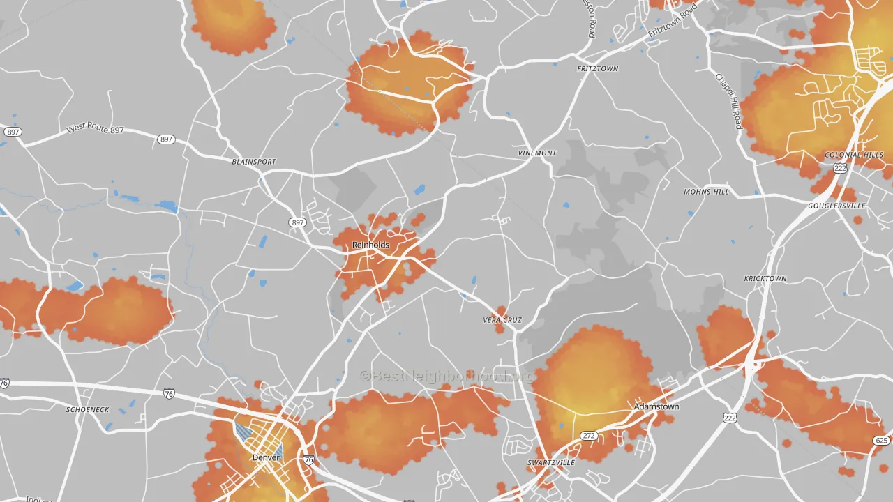 Bike Grade map of 17569, PA