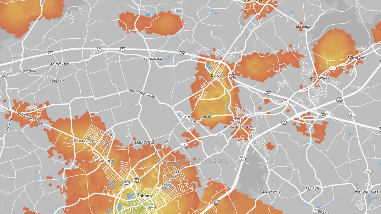 Bike Grade map of 17578, PA