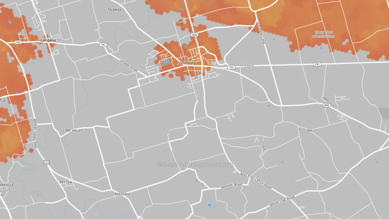 Bike Grade map of 17579, PA
