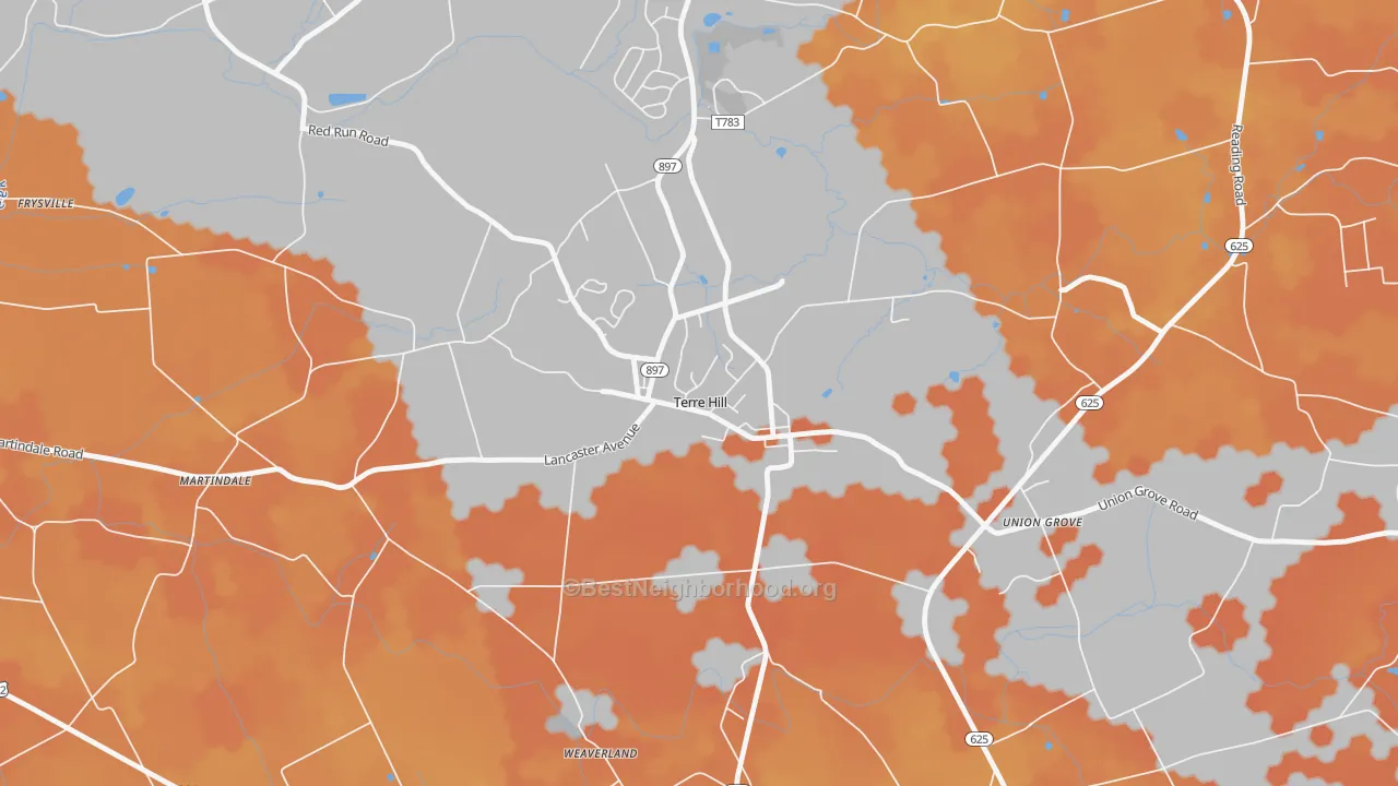 Bike Grade map of 17581, PA