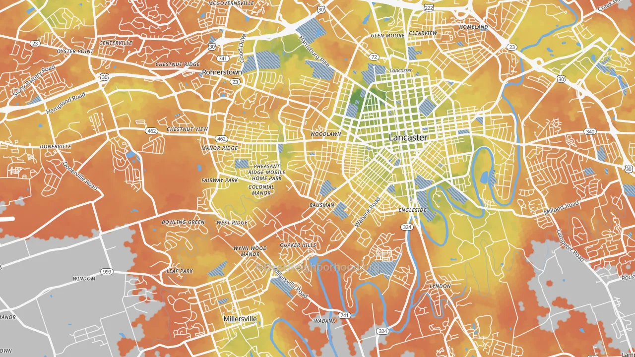 Bike Grade map of 17603, PA