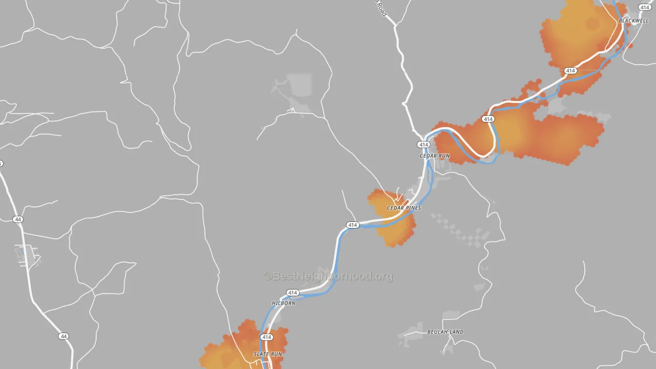 Bike Grade map of 17727, PA