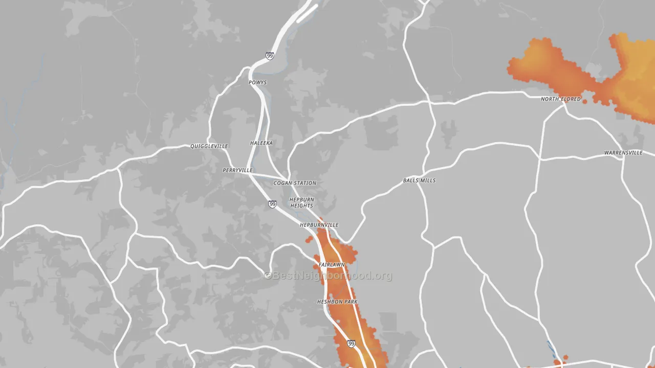 Bike Grade map of 17728, PA