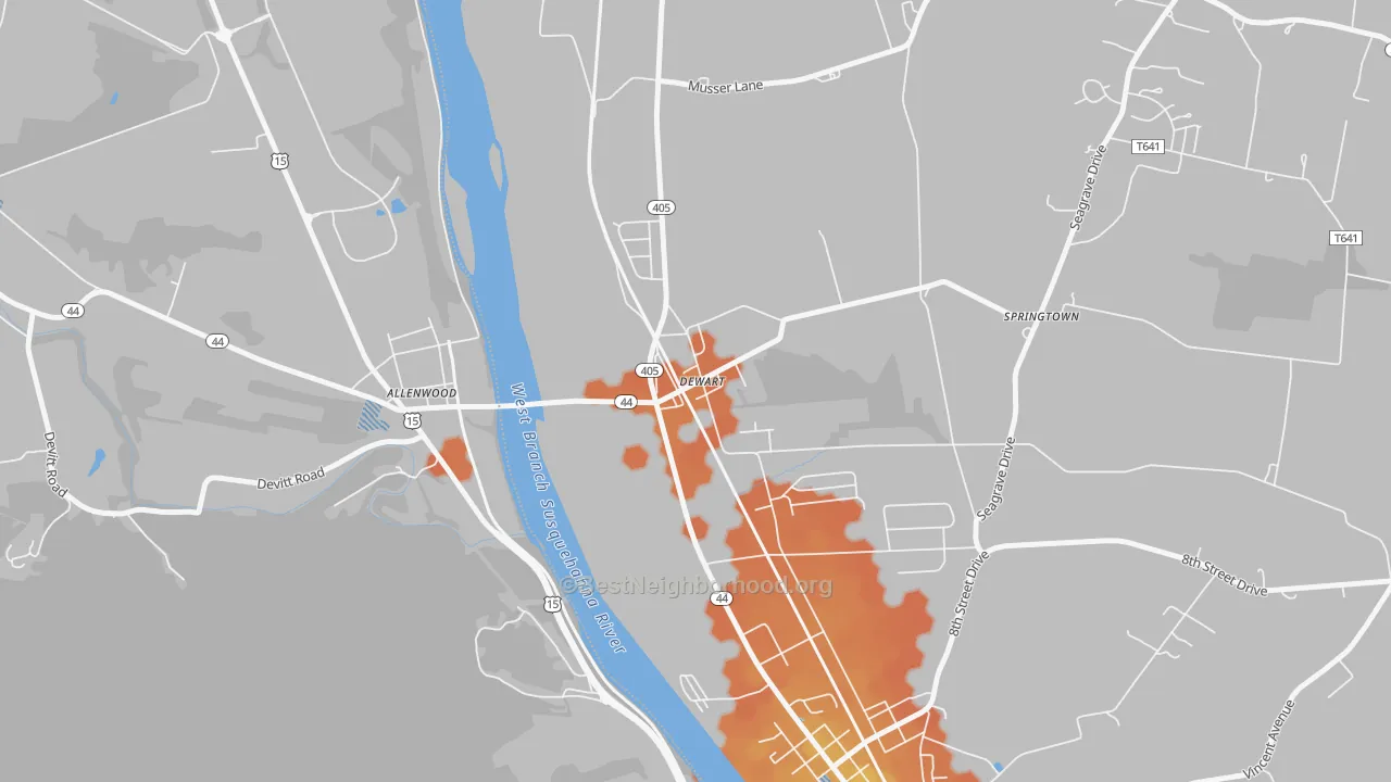 Bike Grade map of 17730, PA