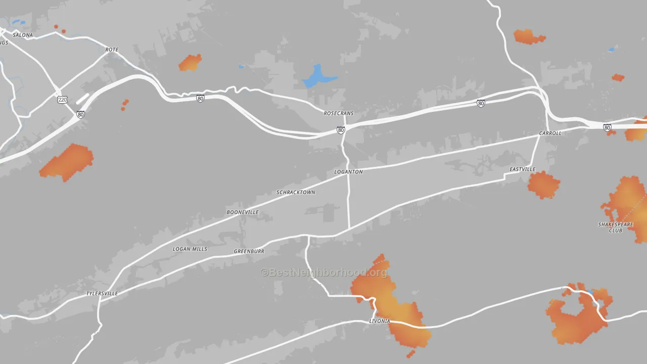 Bike Grade map of 17747, PA