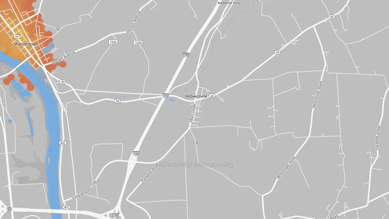 Bike Grade map of 17749, PA