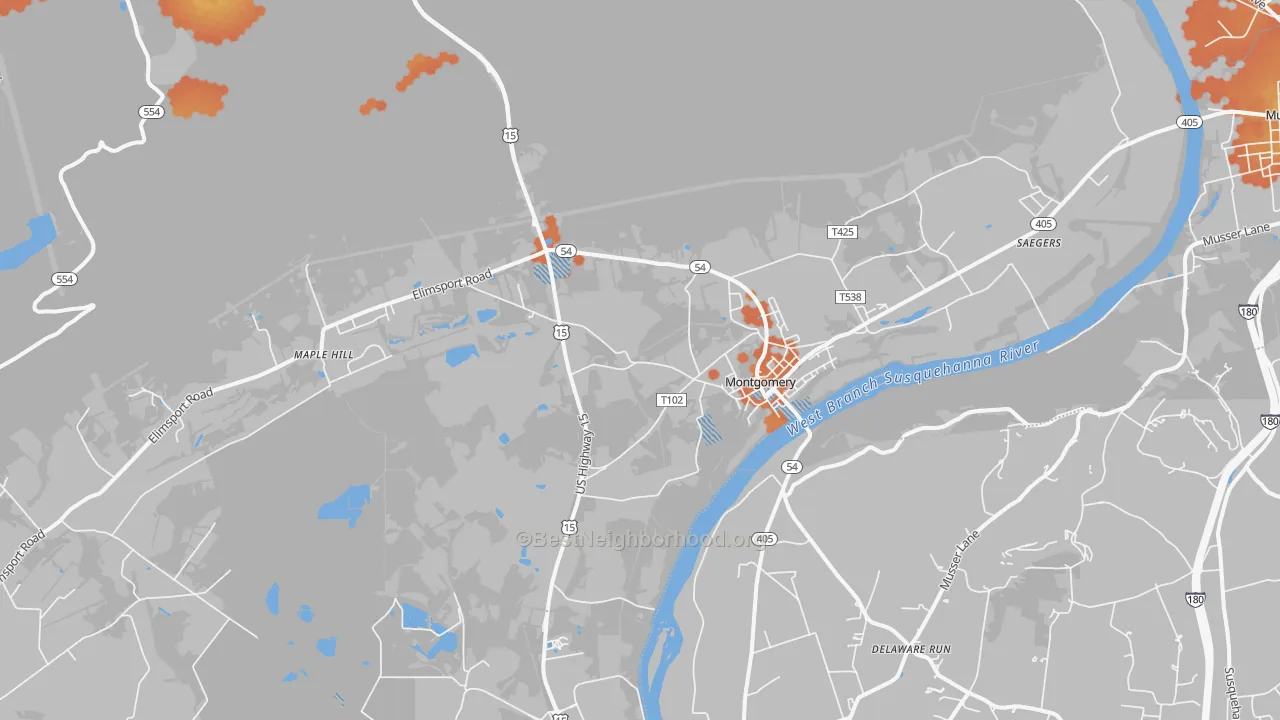 Bike Grade map of 17752, PA
