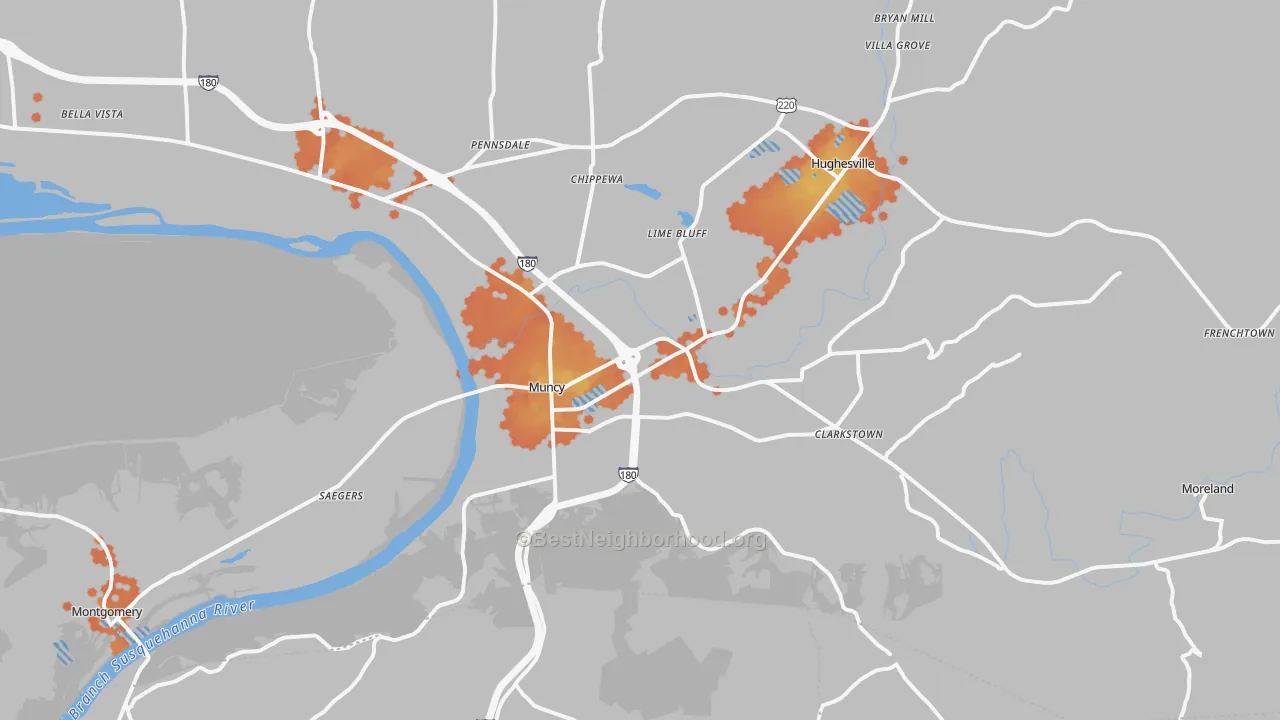 Bike Grade map of 17756, PA