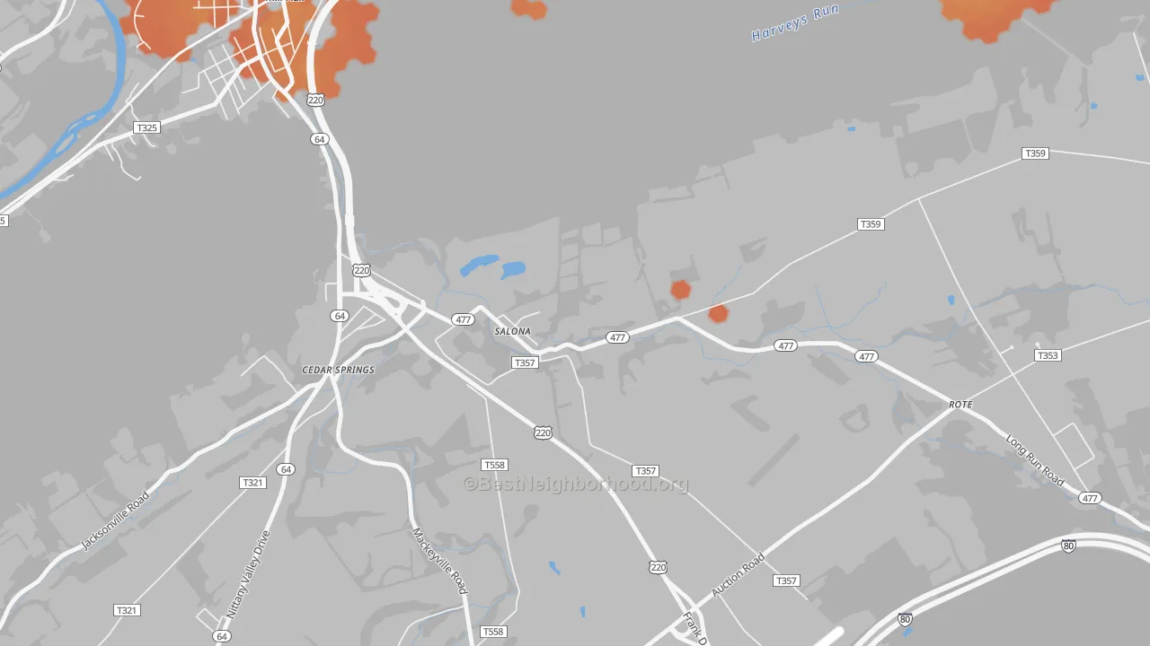 Bike Grade map of 17767, PA